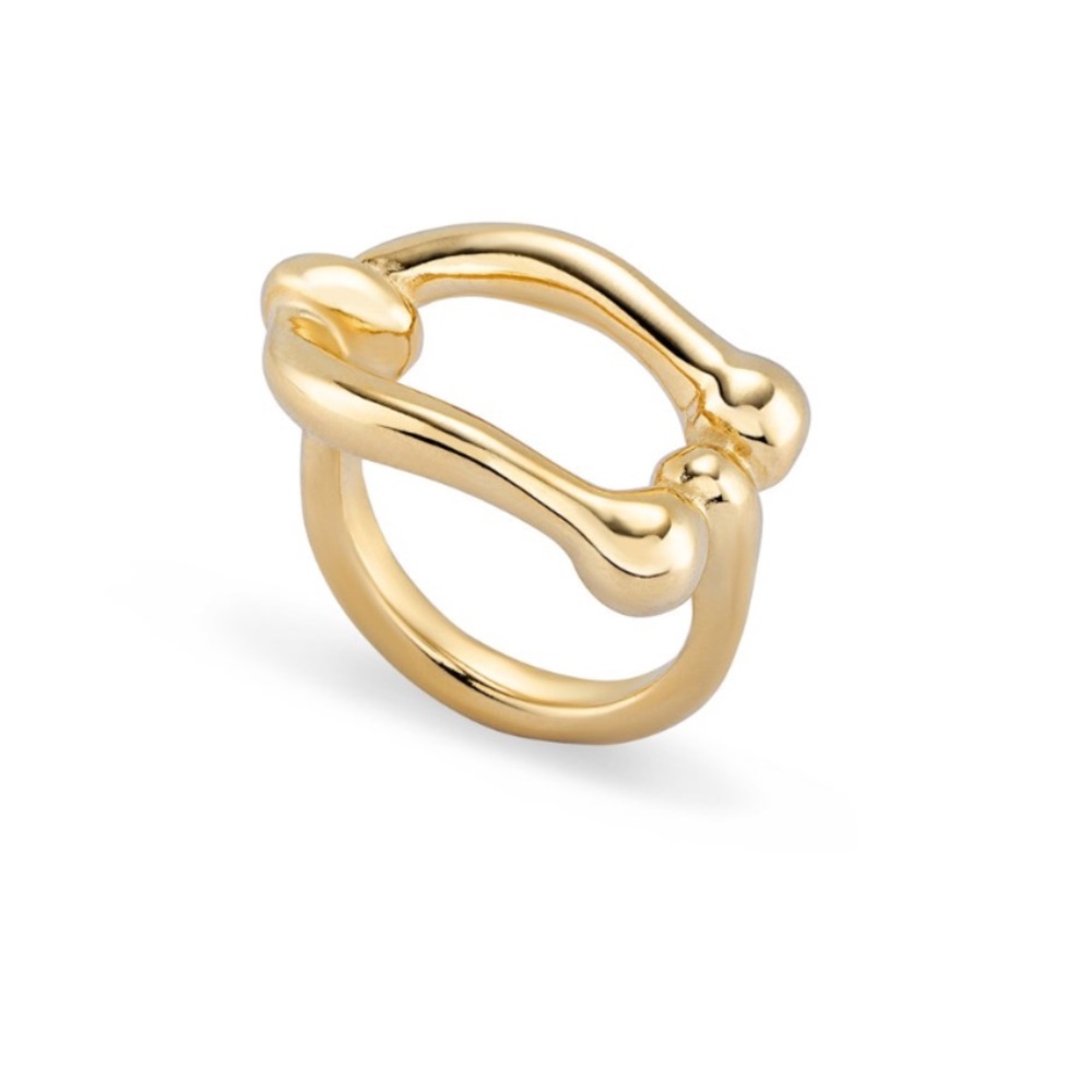 NWOT Uno de 50 Golden Link Ring w/ Bag